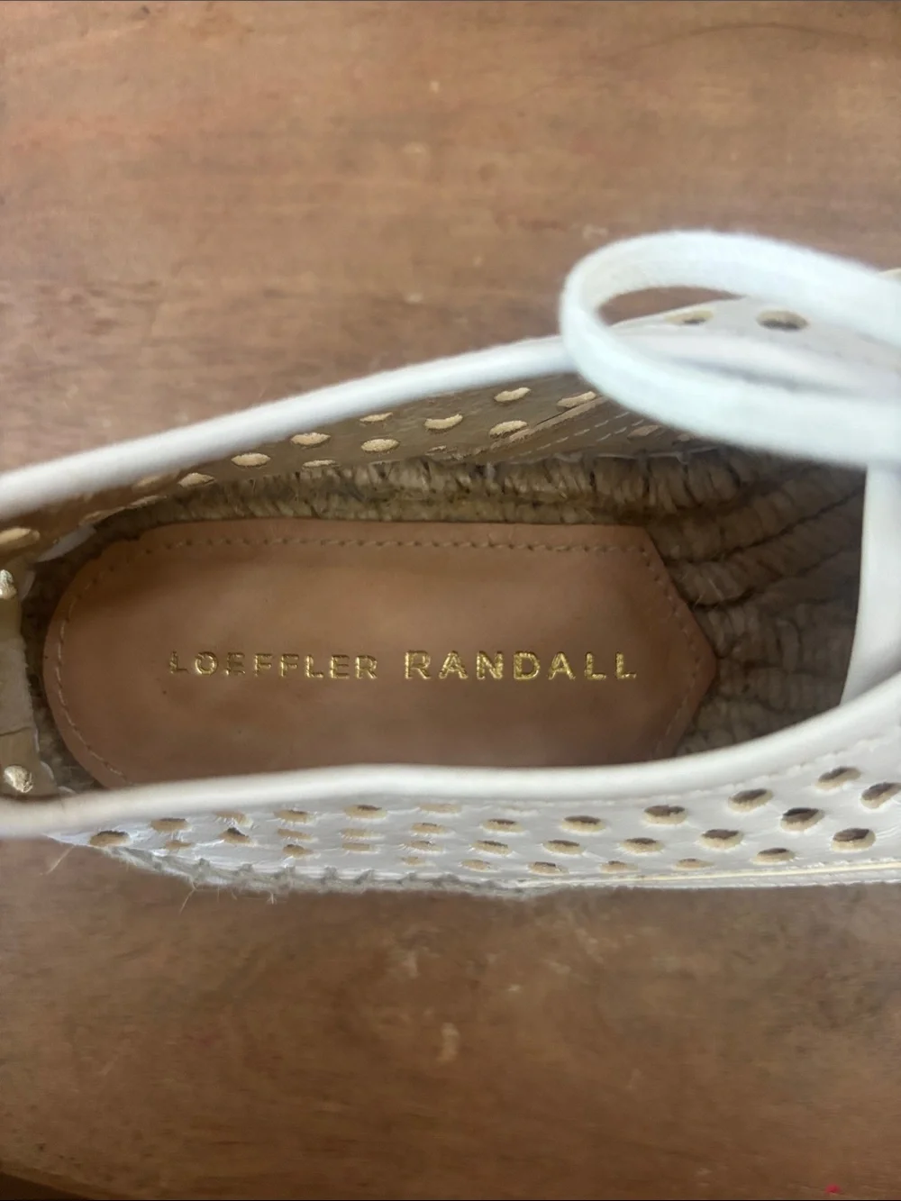 Loeffler Randall White Perforated Lace-Up Espadrilles